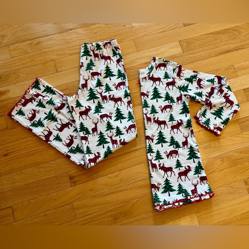 Sara’s Prints Christmas pajamas top pants big kid girls size 14 red white plaid